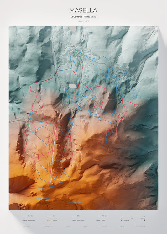 Mapa de pistas de Masella · Contrastado · 50 × 70 cm. Lámina completa.
