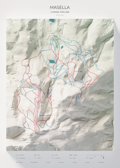 Mapa de pistas de Masella · Cartográfico · 50 × 70 cm. Lámina completa.