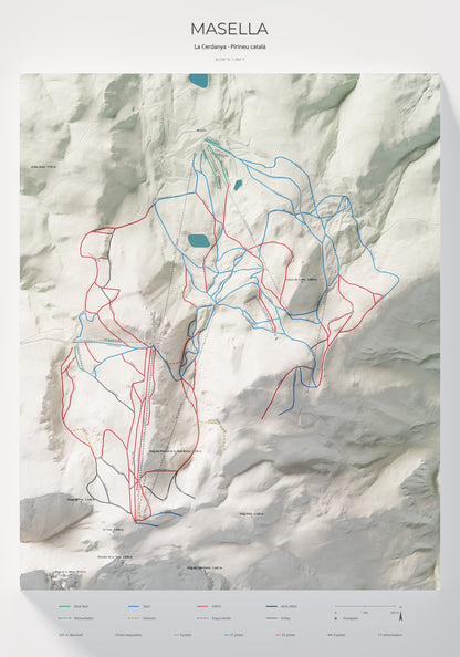 Mapa de pistas de Masella · Cartográfico · 70 × 100 cm. Lámina completa.