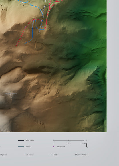 Mapa de pistas de Masella · Clásico · 50 × 70 cm. Detalle del cuadrante inferior derecho.