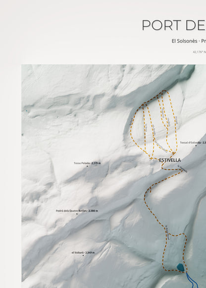 Mapa de pistes de Port del Comte · Alpina · 50 × 70 cm. Detall del quadrant superior esquerre.