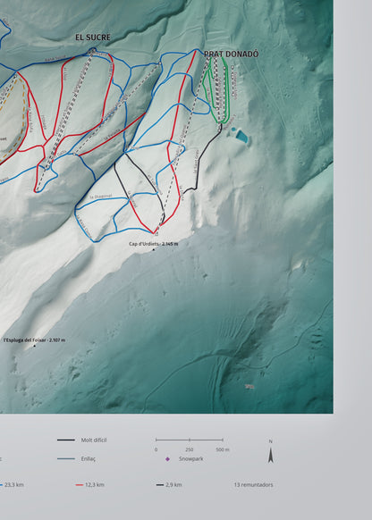 Mapa de pistes de Port del Comte · Alpina · 50 × 70 cm. Detall del quadrant inferior dret.