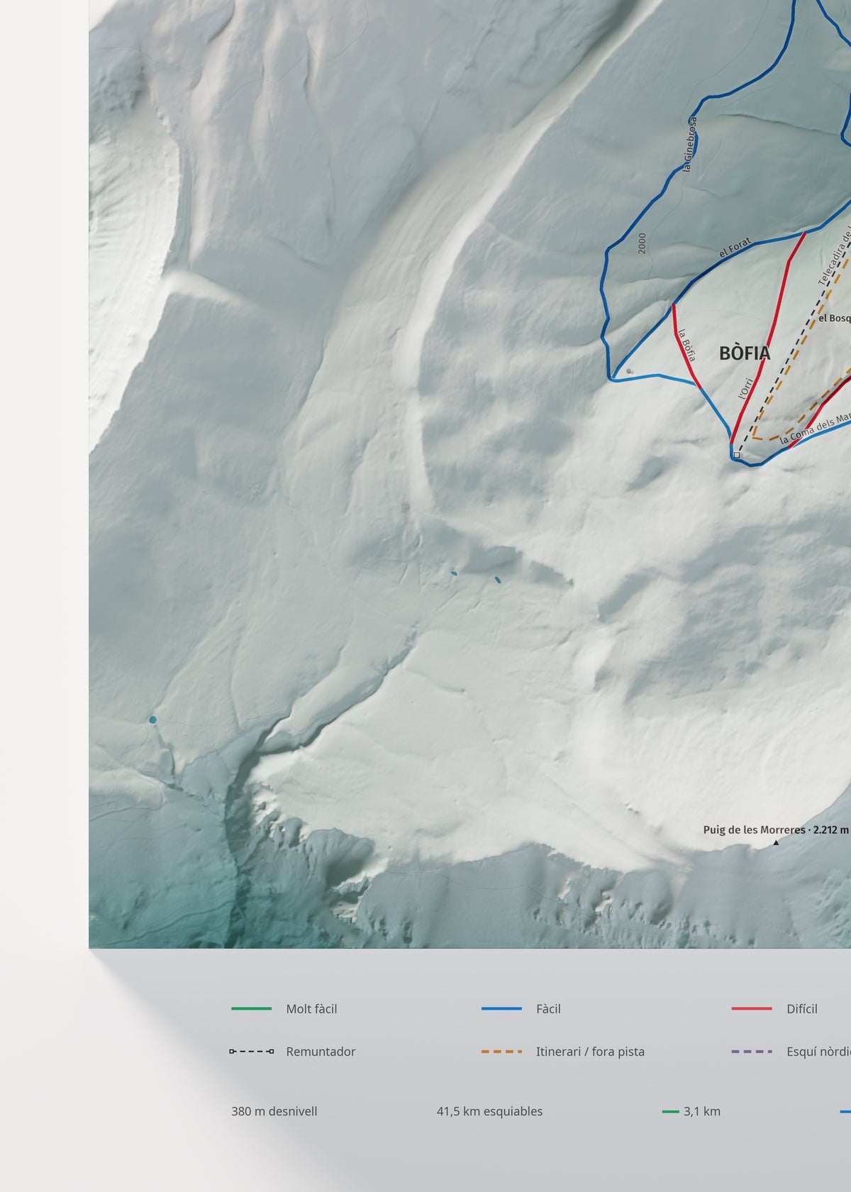 Mapa de pistes de Port del Comte · Alpina · 50 × 70 cm. Detall del quadrant inferior esquerre.