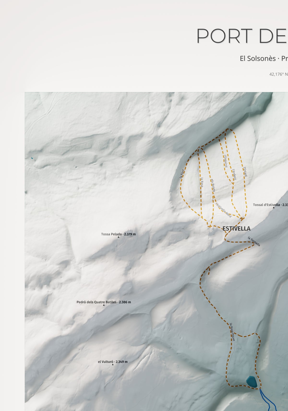 Mapa de pistes de Port del Comte · Alpina · 70 × 100 cm. Detall del quadrant superior esquerre.