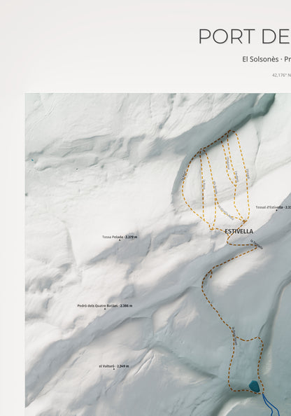 Mapa de pistes de Port del Comte · Alpina · 70 × 100 cm. Detall del quadrant superior esquerre.