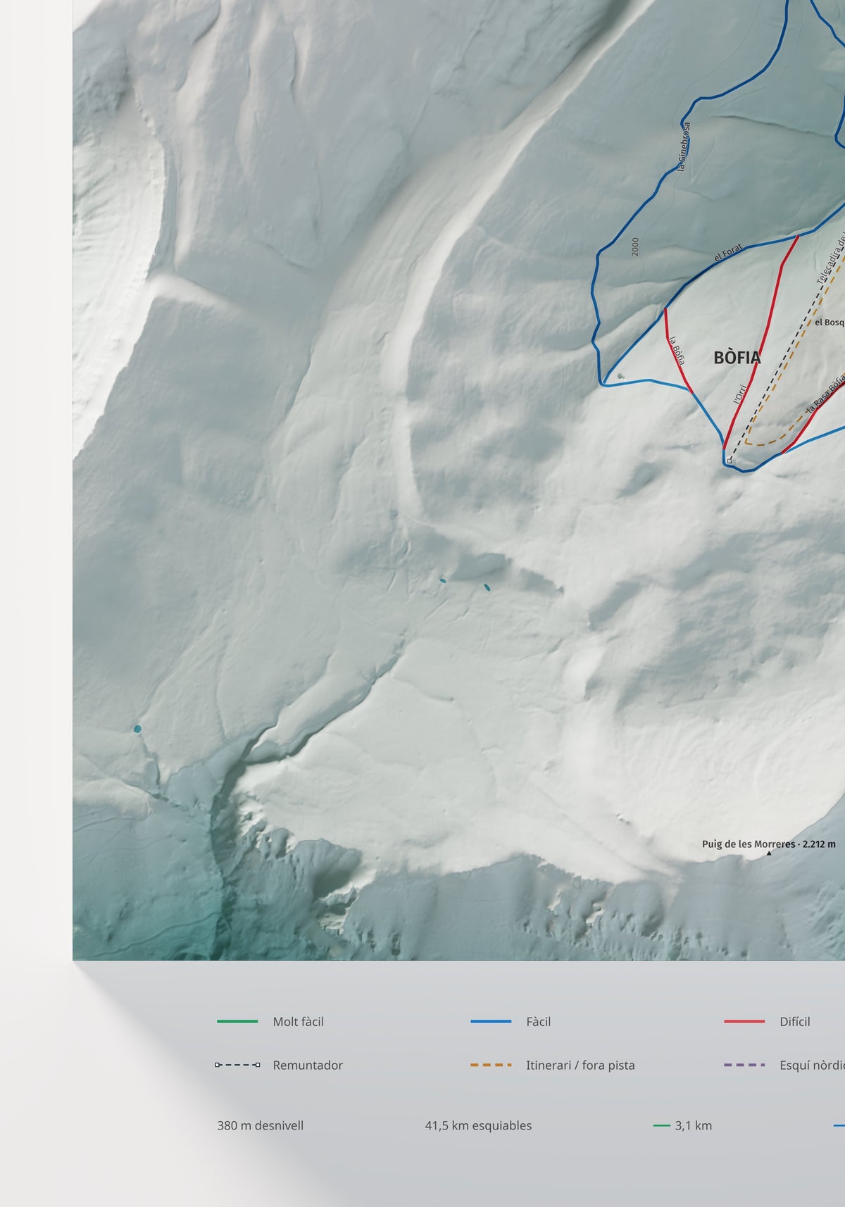 Mapa de pistes de Port del Comte · Alpina · 70 × 100 cm. Detall del quadrant inferior esquerre.
