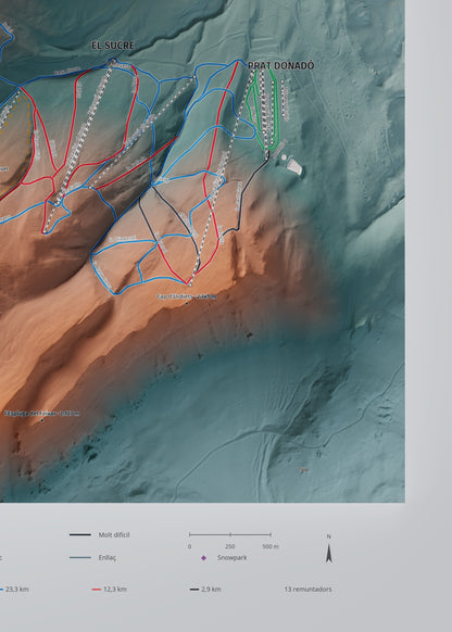 Mapa de pistes de Port del Comte · Contrastat · 50 × 70 cm. Detall del quadrant inferior dret.