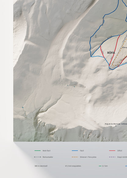 Mapa de pistes de Port del Comte · Cartogràfic · 50 × 70 cm. Detall del quadrant inferior esquerre.