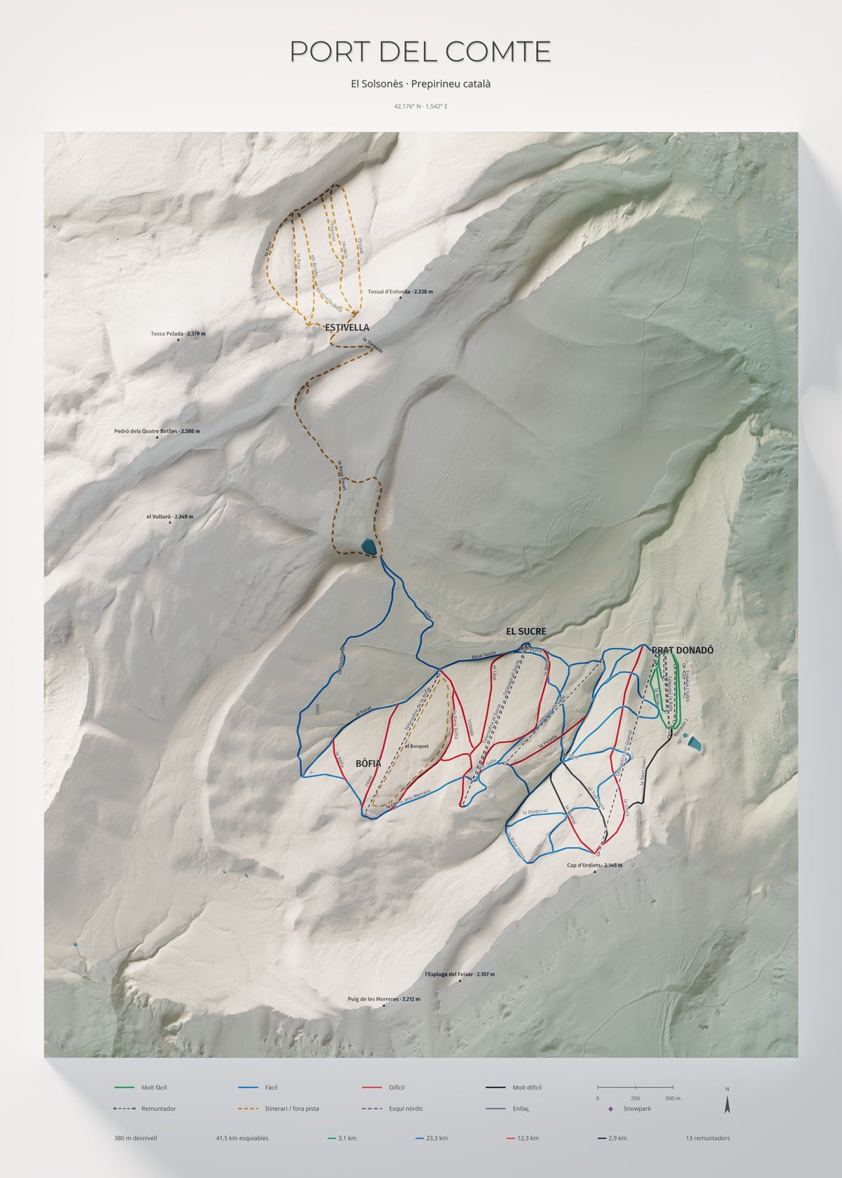 Mapa de pistes de Port del Comte · Cartogràfic · 50 × 70 cm. Làmina sencera.