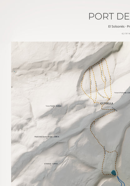 Mapa de pistes de Port del Comte · Cartogràfic · 70 × 100 cm. Detall del quadrant superior esquerre.