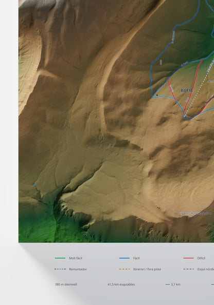 Mapa de pistes de Port del Comte · Clàssic · 70 × 100 cm. Detall del quadrant inferior esquerre.