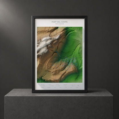 Mapa de pistes de Port del Comte · Clàssic · 70 × 100 cm. Làmina emmarcada en negre sobre un pedestal.