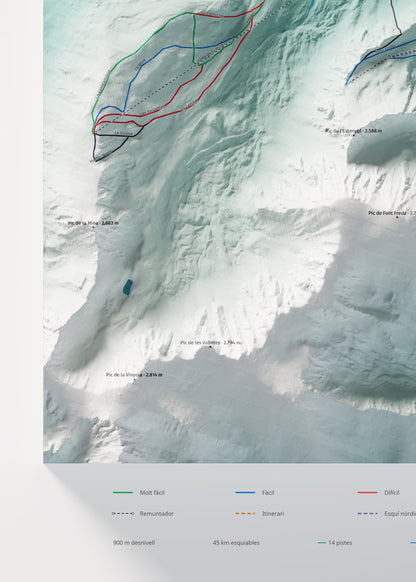 Mapa de pistas de Porté-Puymorens · Alpina · 50 × 70 cm. Detalle del cuadrante inferior izquierdo.
