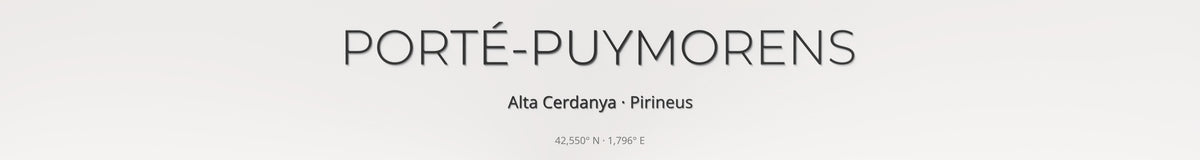 Mapa de pistas de Porté-Puymorens · 50 × 70 cm. Detalle del título y las coordenadas.