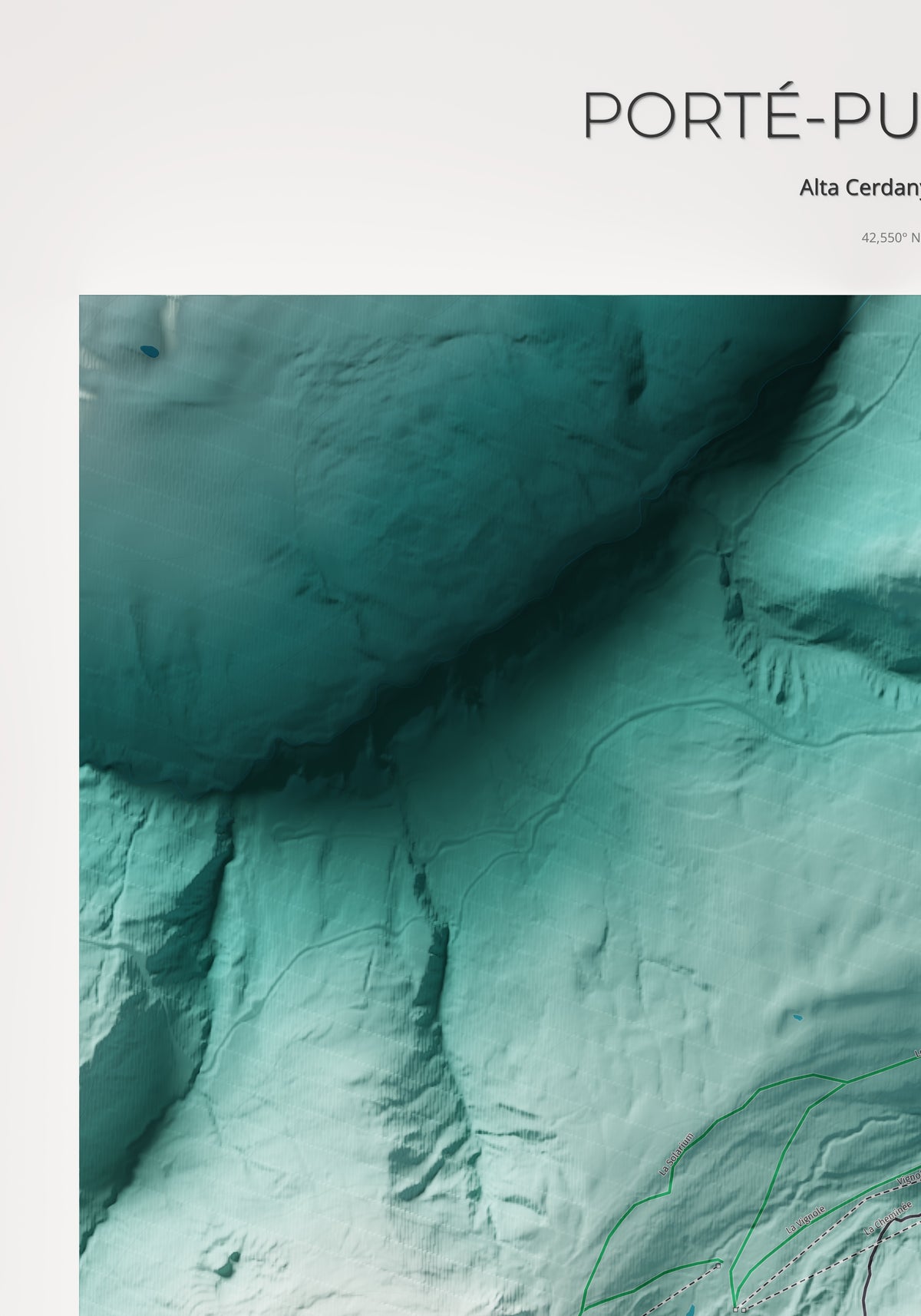 Mapa de pistas de Porté-Puymorens · Alpina · 70 × 100 cm. Detalle del cuadrante superior izquierdo.