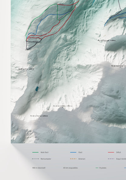 Mapa de pistas de Porté-Puymorens · Alpina · 70 × 100 cm. Detalle del cuadrante inferior izquierdo.