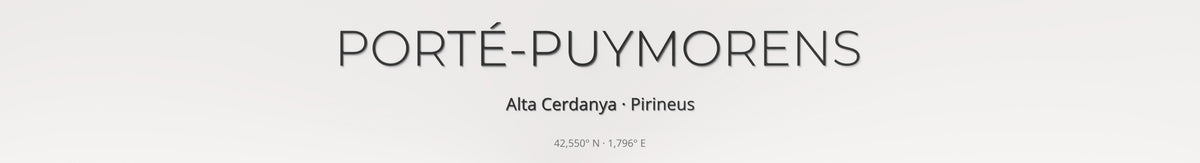 Mapa de pistas de Porté-Puymorens · 70 × 100 cm. Detalle del título y las coordenadas.
