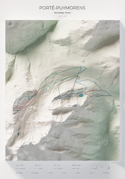 Mapa de pistas de Porté-Puymorens · Cartográfico · 70 × 100 cm. Lámina completa.