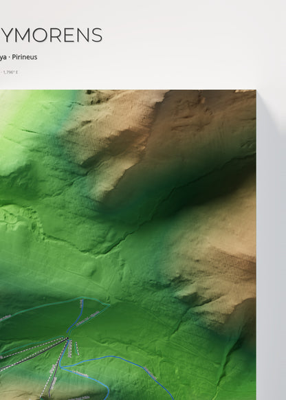 Mapa de pistas de Porté-Puymorens · Clásico · 50 × 70 cm. Detalle del cuadrante superior derecho.