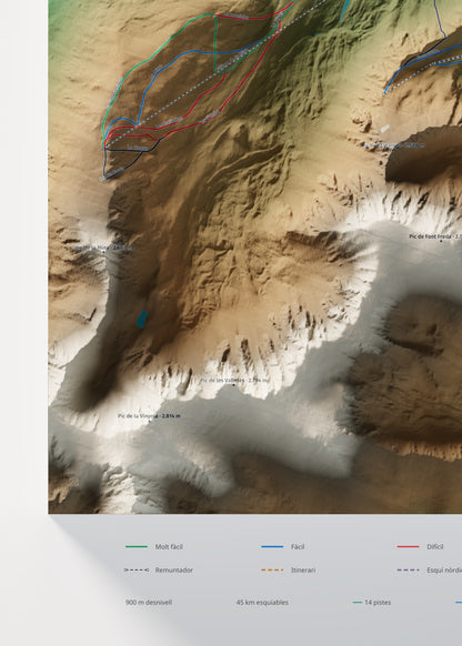 Mapa de pistas de Porté-Puymorens · Clásico · 50 × 70 cm. Detalle del cuadrante inferior izquierdo.