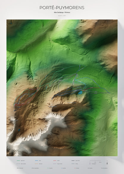 Mapa de pistas de Porté-Puymorens · Clásico · 50 × 70 cm. Lámina completa.