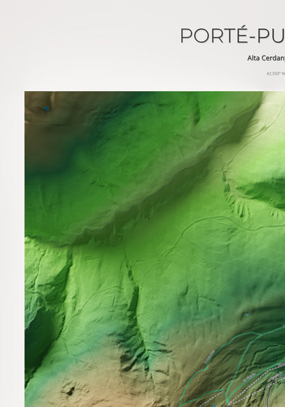 Mapa de pistas de Porté-Puymorens · Clásico · 70 × 100 cm. Detalle del cuadrante superior izquierdo.
