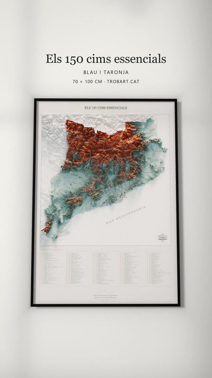 Recorrido del mapa de las 150 cimas esenciales, azul y naranja. Nuevo reel de 36 segundos.