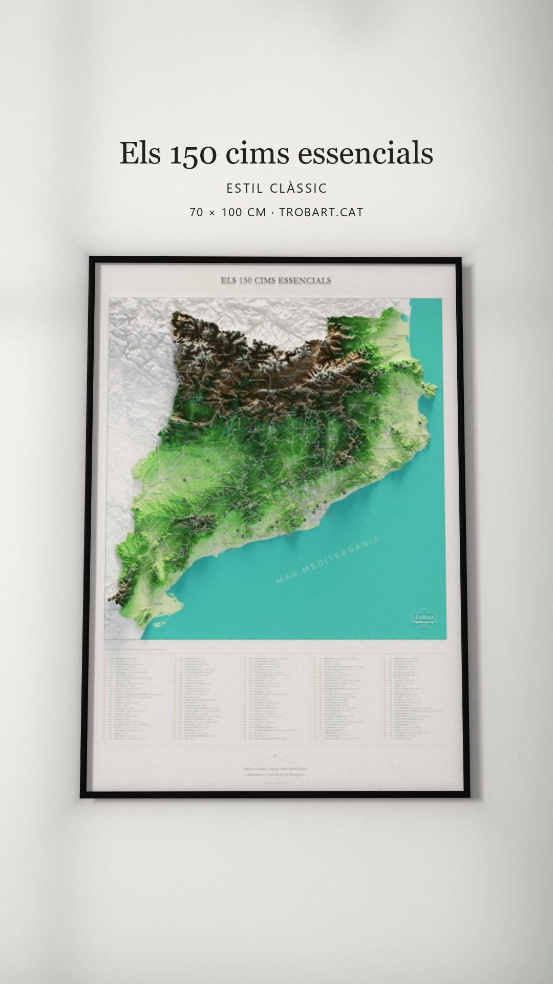 Recorrido del mapa de las 150 cimas esenciales, colores clásicos. Nuevo reel de 36 segundos.