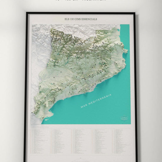 Recorrido del mapa de las 150 cimas esenciales, colores cartográficos. Nuevo reel de 36 segundos.