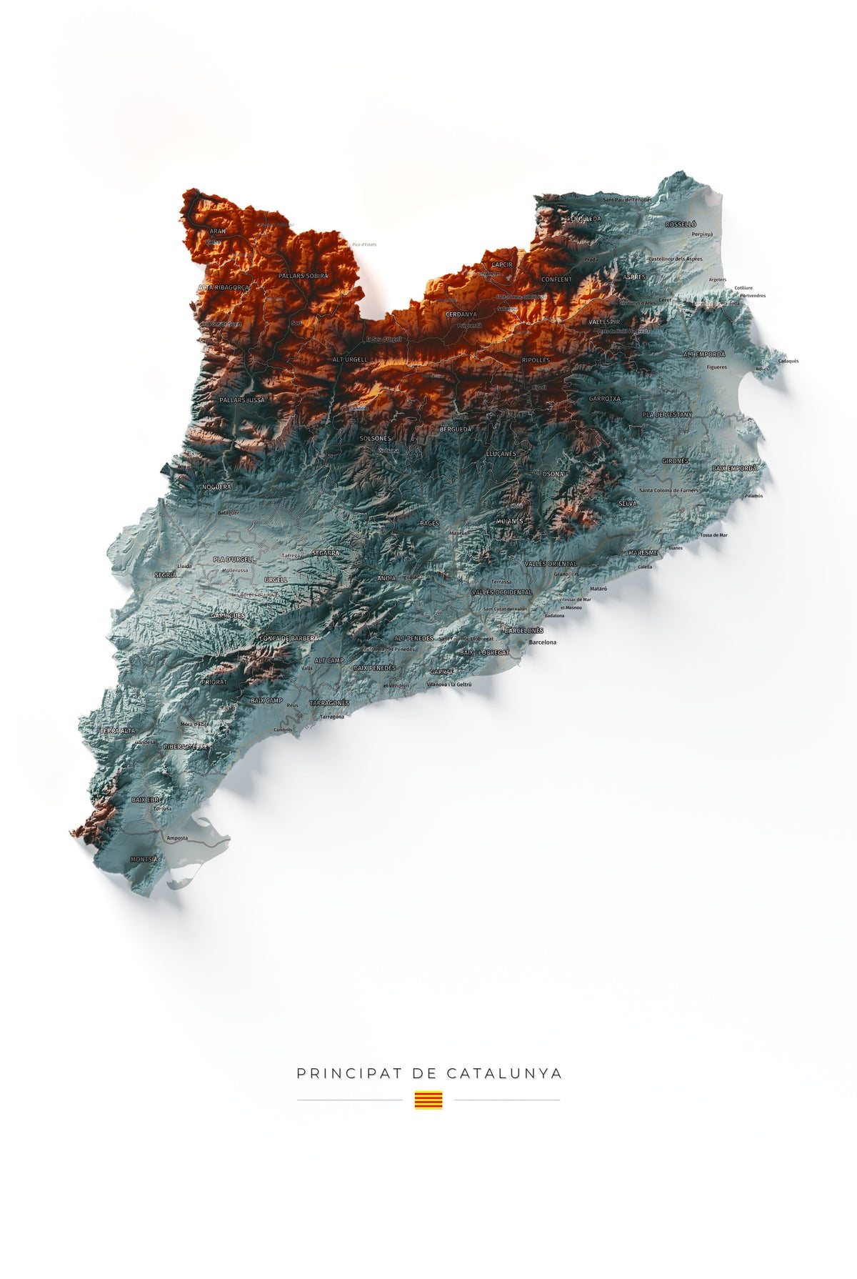 Mapa del relieve de Principat de Catalunya · Contrastado · 61 × 91 cm · Vista completa