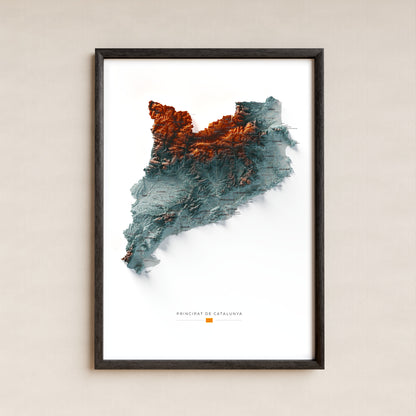 Mapa del relieve de Principat de Catalunya · Contrastado · 70 × 100 cm · Lámina enmarcada
