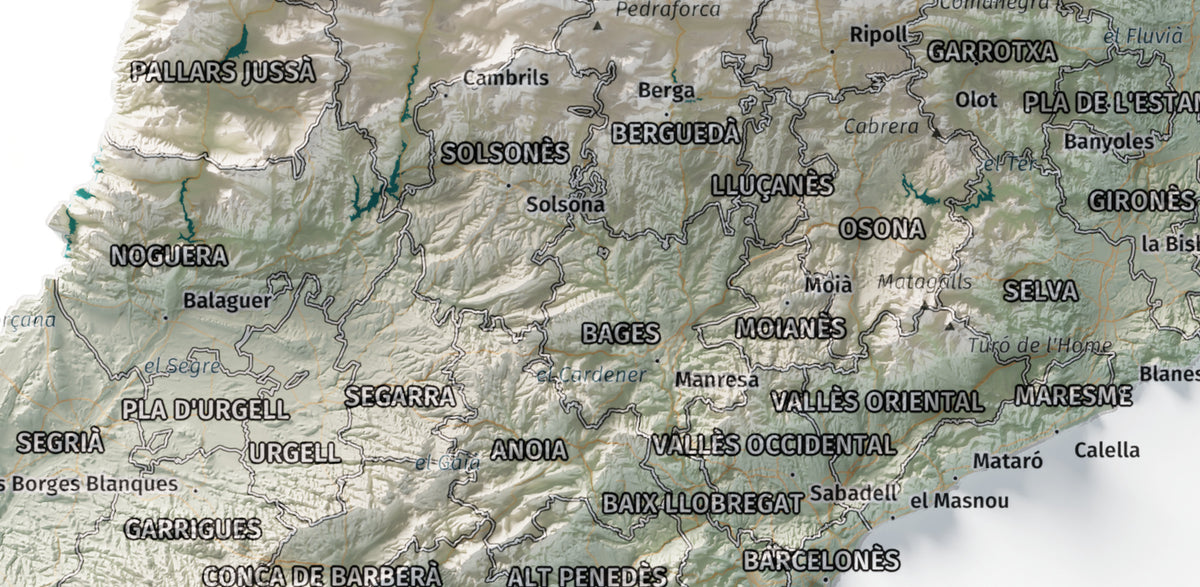 Mapa del relieve de Principat de Catalunya · Cartográfico · 21 × 30 cm · Detalle del centro