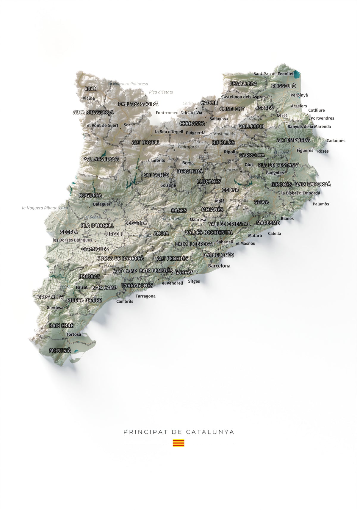 Mapa del relieve de Principat de Catalunya · Cartográfico · 21 × 30 cm · Vista completa