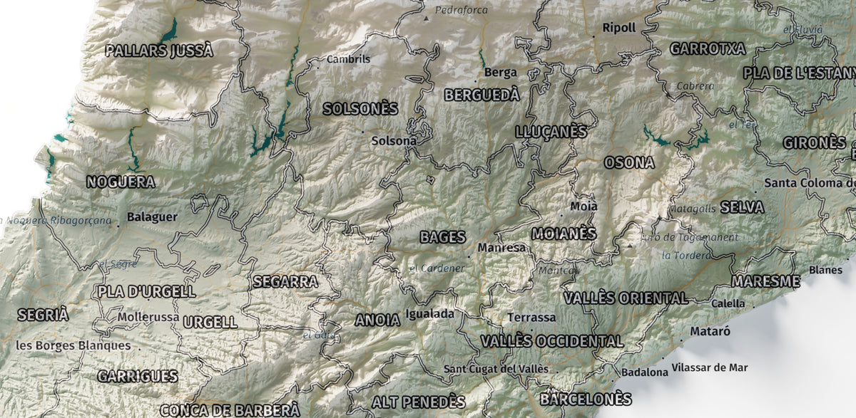 Mapa del relieve de Principat de Catalunya · Cartográfico · 30 × 40 cm · Detalle del centro