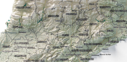 Mapa del relieve de Principat de Catalunya · Cartográfico · 30 × 40 cm · Detalle del centro