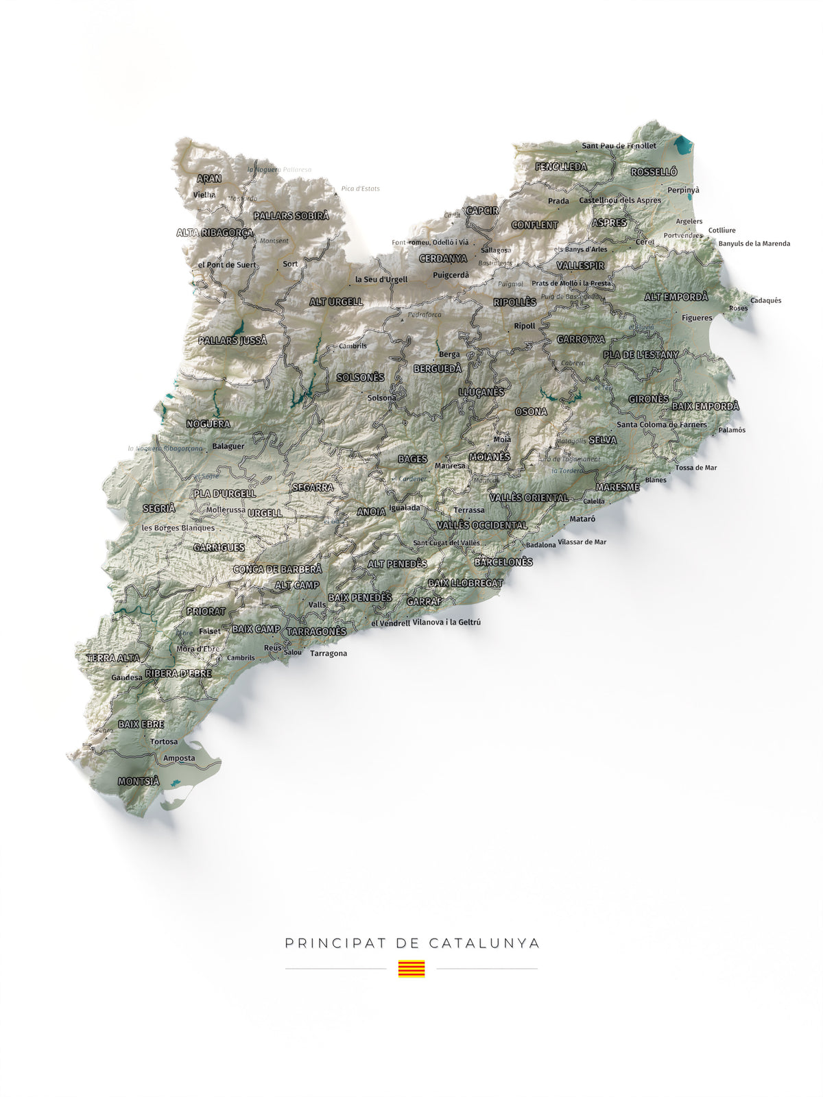 Mapa del relieve de Principat de Catalunya · Cartográfico · 30 × 40 cm · Vista completa