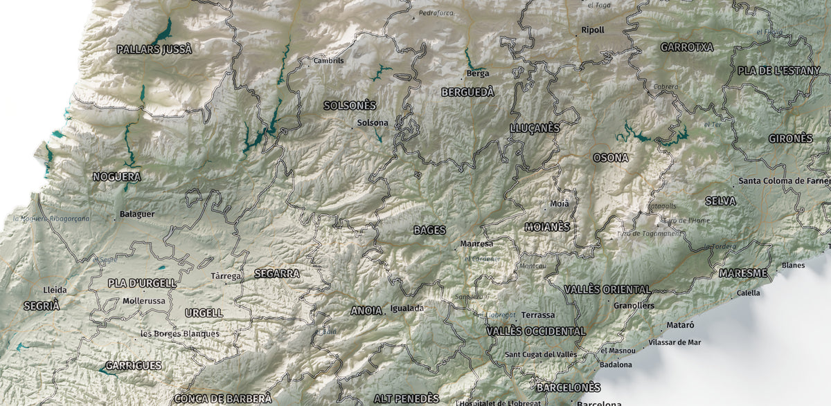 Mapa del relieve de Principat de Catalunya · Cartográfico · 50 × 70 cm · Detalle del centro