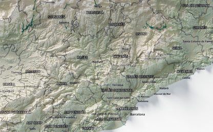 Mapa del relieve de Principat de Catalunya · Cartográfico · 50 × 70 cm · Ciudades y límites administrativos