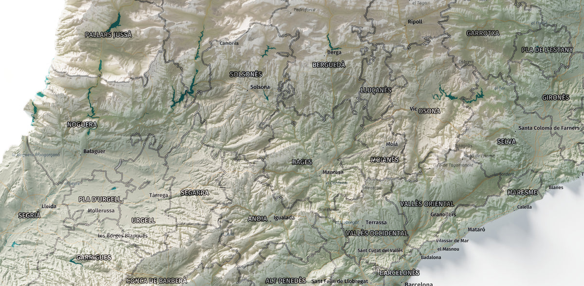 Mapa del relieve de Principat de Catalunya · Cartográfico · 61 × 91 cm · Detalle del centro
