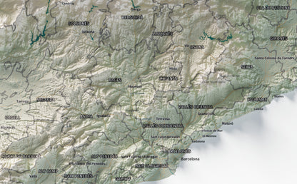 Mapa del relieve de Principat de Catalunya · Cartográfico · 61 × 91 cm · Ciudades y límites administrativos
