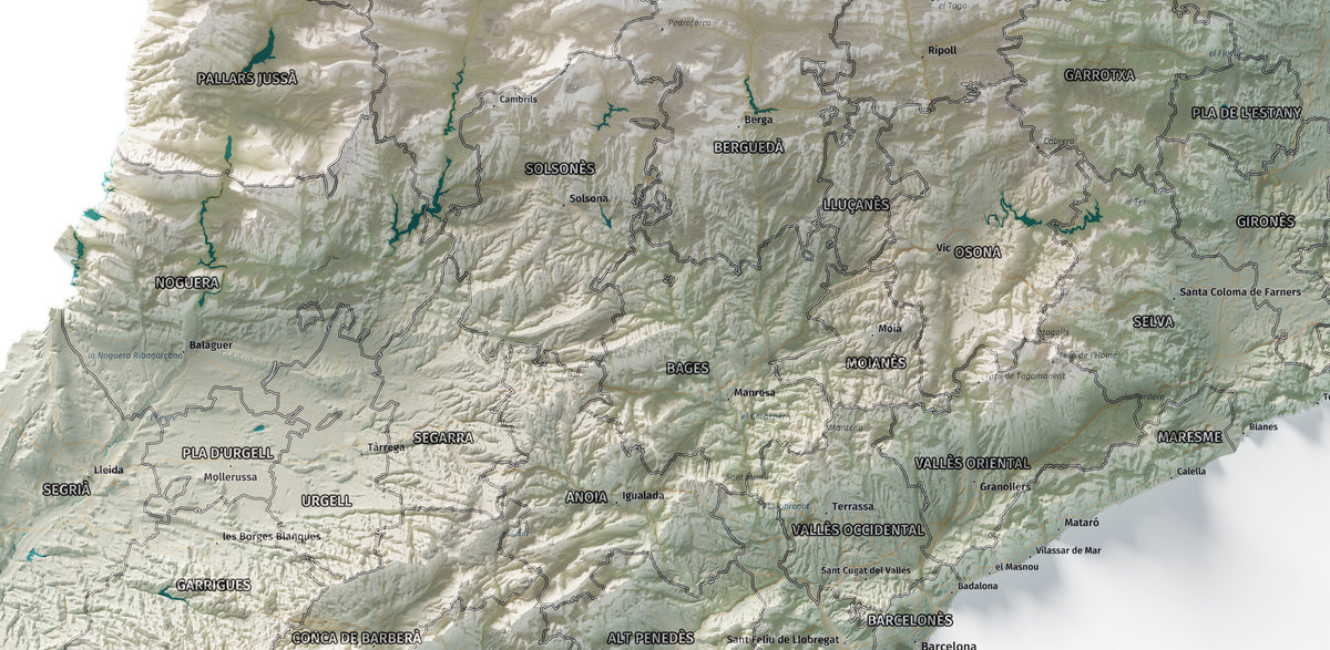 Mapa del relieve de Principat de Catalunya · Cartográfico · 70 × 100 cm · Detalle del centro