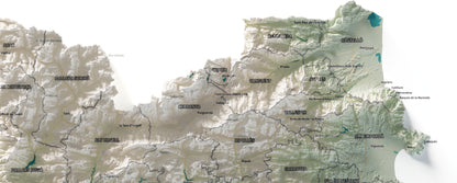 Mapa del relieve de Principat de Catalunya · Cartográfico · 70 × 100 cm · Detalle del norte