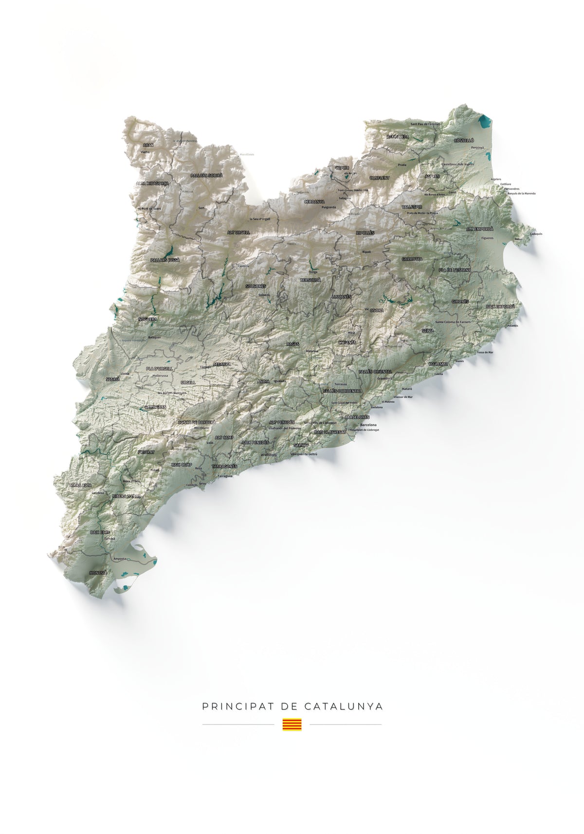 Mapa del relieve de Principat de Catalunya · Cartográfico · 70 × 100 cm · Vista completa