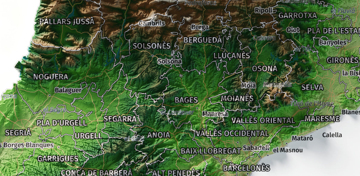Mapa del relieve de Principat de Catalunya · Clásico · 21 × 30 cm · Detalle del centro
