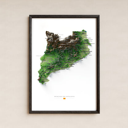 Mapa del relieve de Principat de Catalunya · Clásico · 21 × 30 cm · Lámina enmarcada