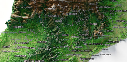 Mapa del relieve de Principat de Catalunya · Clásico · 30 × 40 cm · Detalle del centro