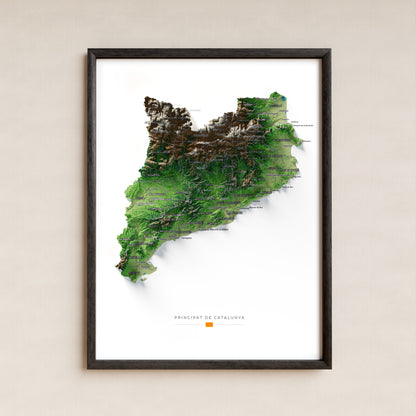 Mapa del relieve de Principat de Catalunya · Clásico · 30 × 40 cm · Lámina enmarcada