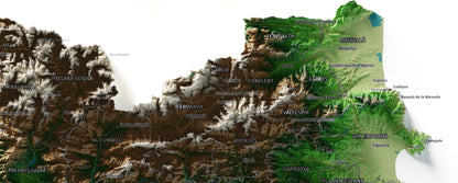 Mapa del relieve de Principat de Catalunya · Clásico · 50 × 70 cm · Detalle del norte