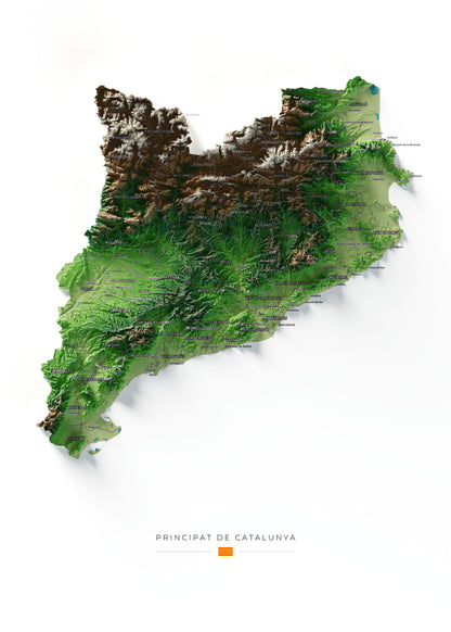 Mapa del relieve de Principat de Catalunya · Clásico · 50 × 70 cm · Vista completa