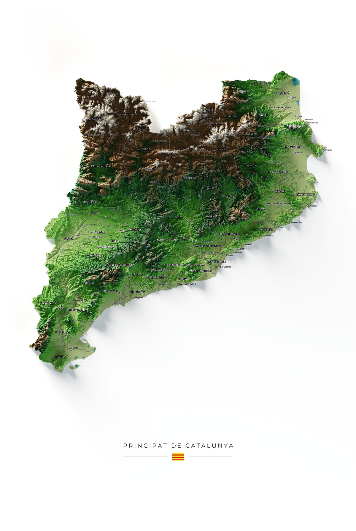 Mapa del relieve de Principat de Catalunya · Clásico · 61 × 91 cm · Vista completa